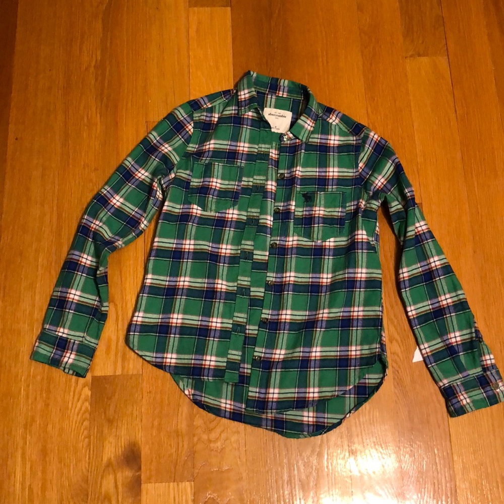 Abercrombie kids green flannel